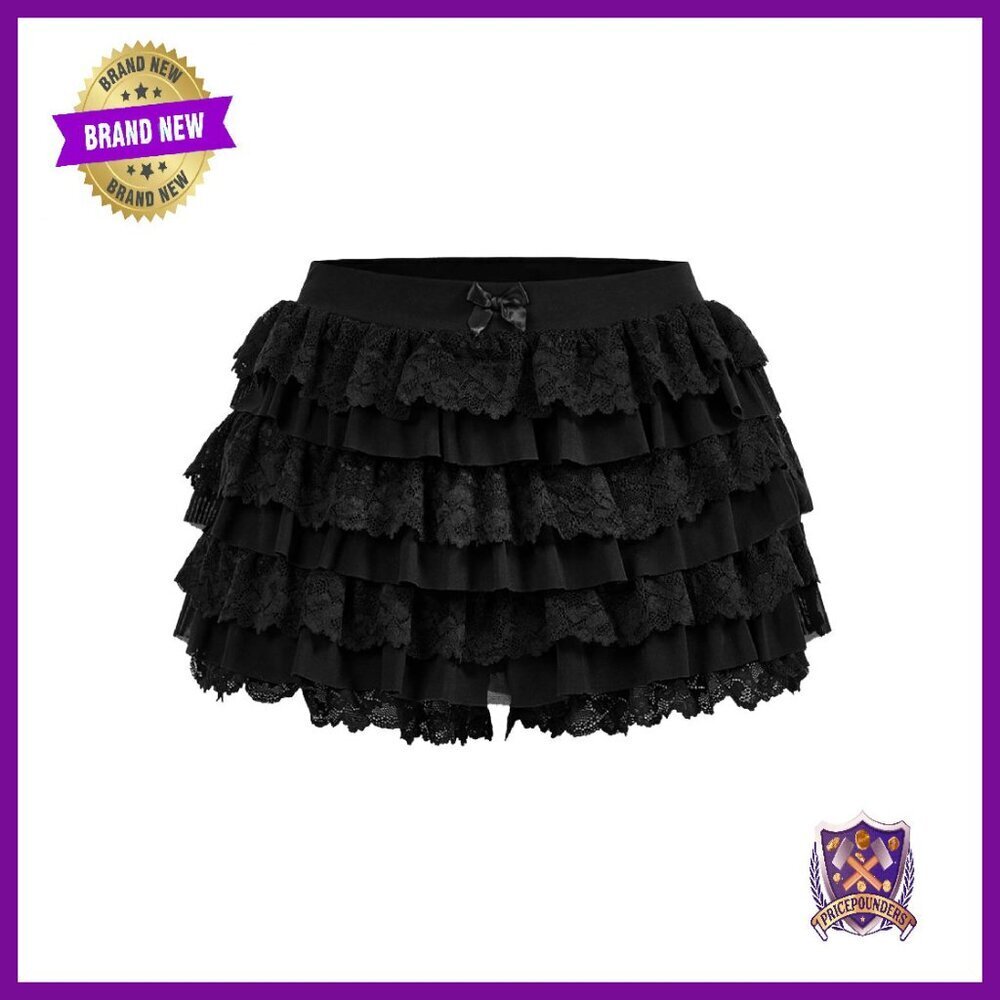 Lace Ruffle Boy Shorts - Y2K Vintage Style - Polyester Blend - XS-XXL